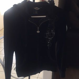 Black velour light Harley jacket